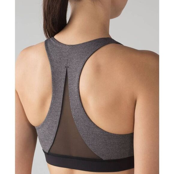 LULULEMON ATHLETICA Invigorate Bra In Heathered Black Black Size 2 - Picture 1 of 3